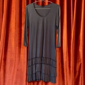 Gray Tiered Ruffled Scoop Neck Dress